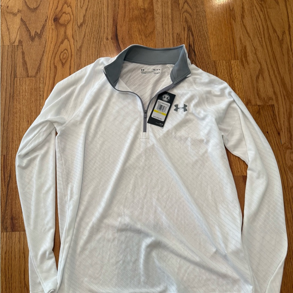Under Armour White and Gray Quarter Zip